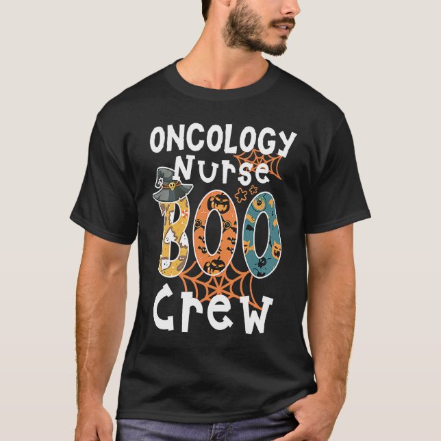 Camiseta Oncología Enfermera Boo Crew RN Halloween Mateo Co (Anverso)