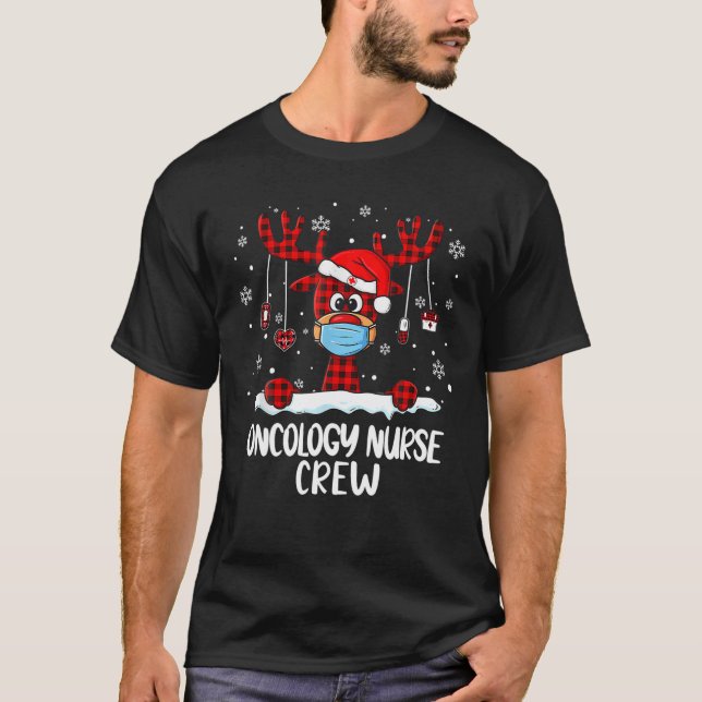 Camiseta Oncología Enfermería Ropa de reno Santa Hat Nursi (Anverso)