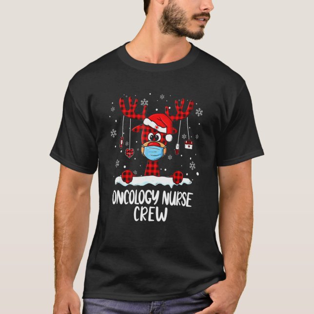 Camiseta Oncología Enfermería Ropa de reno Santa Hat Nursi (Anverso)