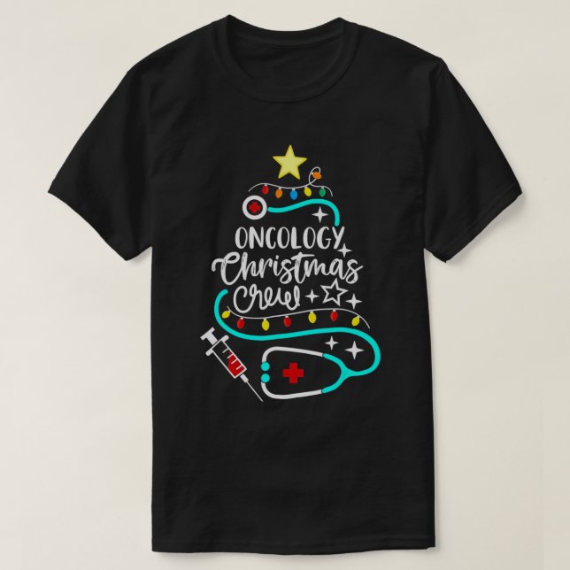 Camiseta Oncología Navidades Crew Oncología Enfermera Oncól (Diseño del anverso)