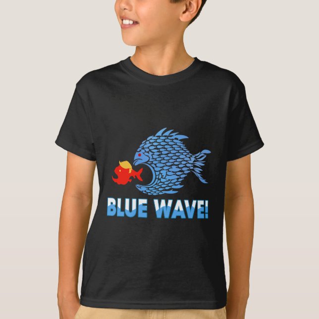 Camiseta Onda Azul Funny 2024 Pescado Grande Comer Pescado  (Anverso)