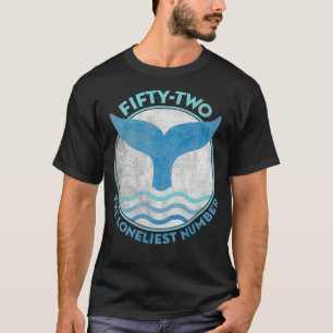 Camiseta Onda azul vintage con Fin y 52 dés de ballena soli