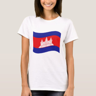 Camiseta Onda camboyana de la bandera de Angkor Wat