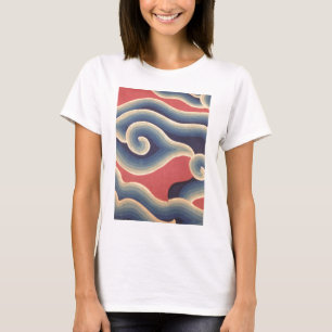 Camiseta Onda coralina del japonés de los azules añiles