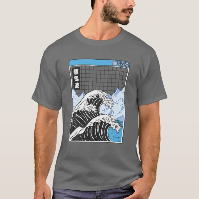 Camiseta Onda Kanagawa Japón Digital Landscape Grid Anime V (Anverso)