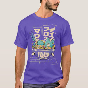 Camiseta Onda retro japonesa de fideos Kawaii Ramen de 90