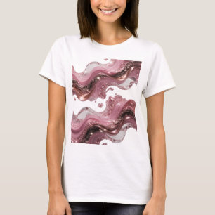 CAMISETA ONDAS DE LÍQUIDO ABSTRACTO 3D CON CENTELLEOS Y GEM