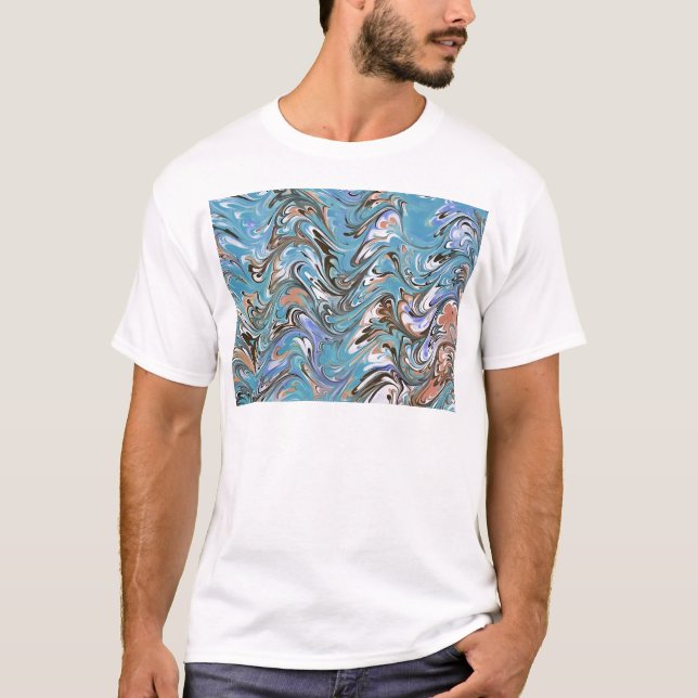 Camiseta Ondas En El Arte Abstracto De La Pura Acrílica Azu (Anverso)