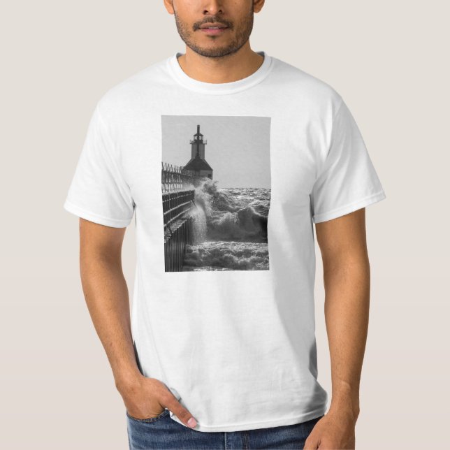 Camiseta Ondas Fiervas En La Escala De Grayscale De St Jose (Anverso)