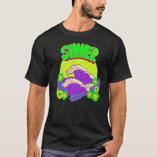 Camiseta Ondas Flores de Verano Agua Fantasmas Vacaciones
