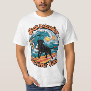 Camiseta Ondas Jinete Labrador Retriever Cachorro Negro