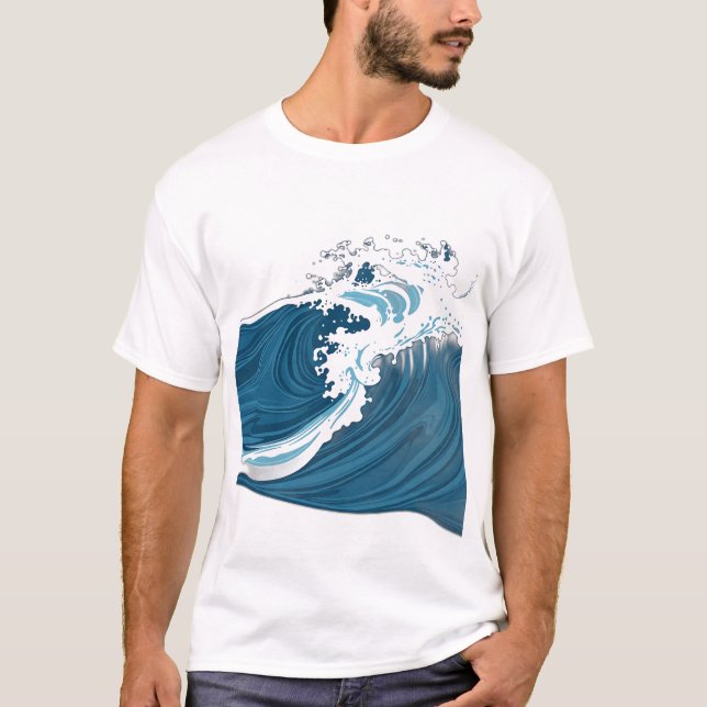 Camiseta Ondas oceánicas azules monocromáticas (Anverso)