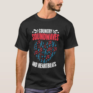 Camiseta Ondas sonoras country & latidos del corazón Música