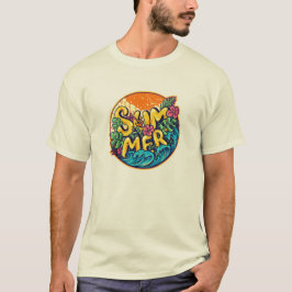 Camiseta Ondas tropicales tipográficas de verano