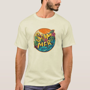 Camiseta Ondas tropicales tipográficas de verano