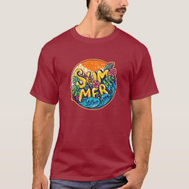 Camiseta Ondas tropicales tipográficas de verano