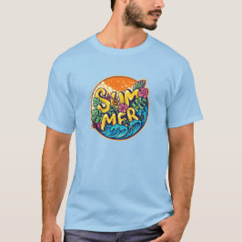Camiseta Ondas tropicales tipográficas de verano