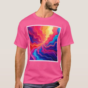 Camiseta Ondas Vívidas: Arte de Flujo de Energía Neon Abstr