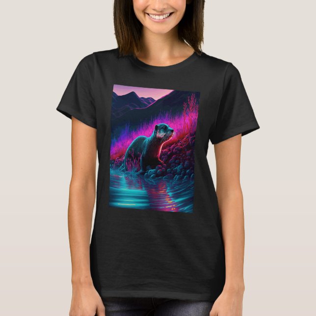 Camiseta Ondatra de mar genial Synthwave Ondatra errante  1 (Anverso)