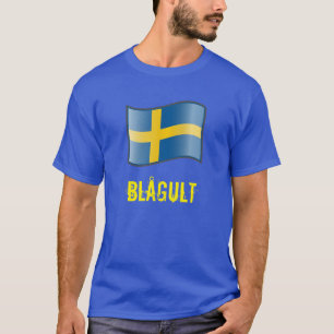 Camiseta Ondeando la bandera de Suecia Blågult T-Shirt