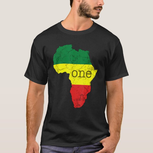 Camiseta One Africa Pan African Pride Map Flag Black Pride (Anverso)