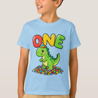 Camiseta ONE - First Birthday Cute Dinosaur Kids T-Shirt