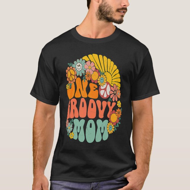 Camiseta One Groovy Mom Retro 70s Hippie Boho Wavy Mama Mot (Anverso)