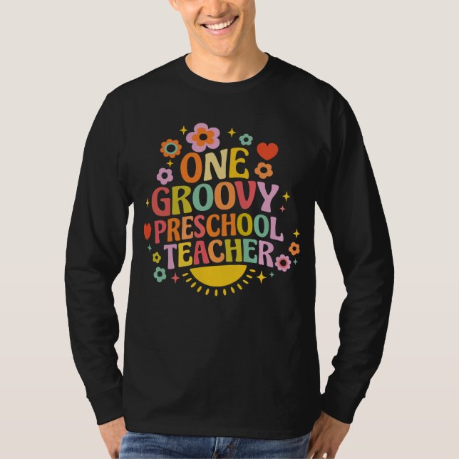 Camiseta One groovy preschool teacher (Anverso)