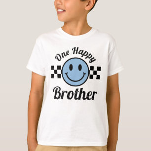 Camiseta One Happy Brother Blue Smile Primer Cumpleaños