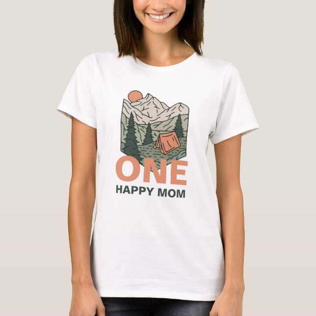 Camiseta One Happy Camper First Birthday Mom Shirt (Anverso)