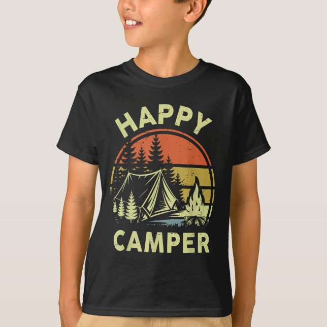 Camiseta One Happy Camper Toddler Boy Funny Camng Campfire  (Anverso)
