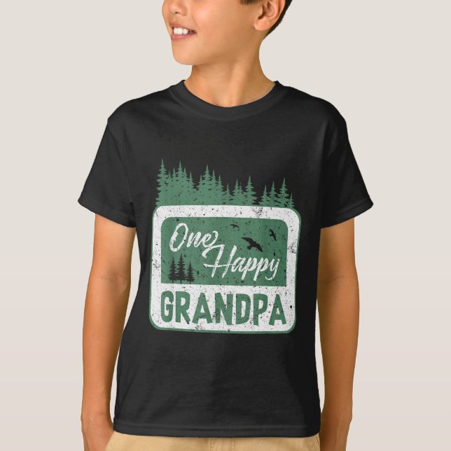 Camiseta One Happy Grandpa Camper 1st Birthday Camng Bear  (Anverso)