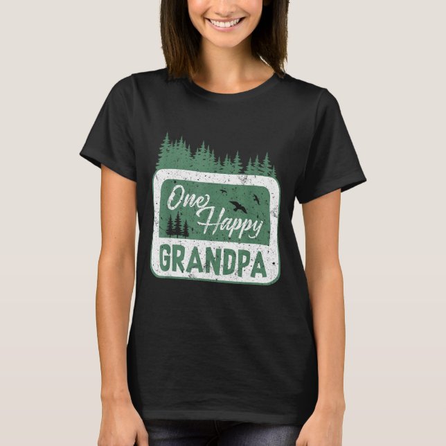 Camiseta One Happy Grandpa Camper 1st Birthday Camng Bear  (Anverso)