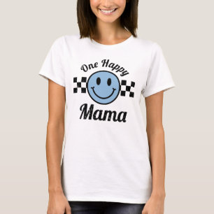 Camiseta One Happy Mama Blue Happy Smile Cumpleaños