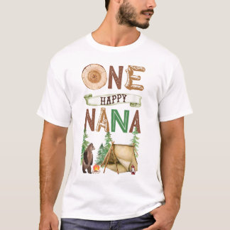 Camiseta One Happy Nana Camper First Birday Camping Grand