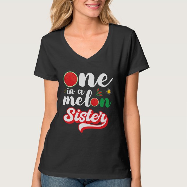 Camiseta One In A Melon Sister Watermelon Family Matching (Anverso)