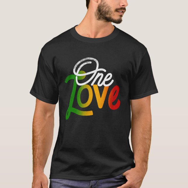 Camiseta One Love Heart Rasta Reggae Roots Clothing T  Peac (Anverso)