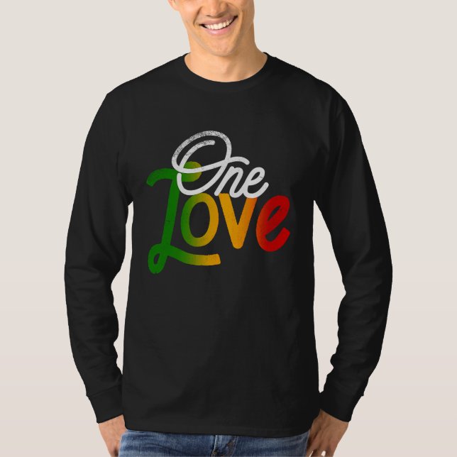 Camiseta One Love Heart Rasta Reggae Roots Clothing T  Peac (Anverso)
