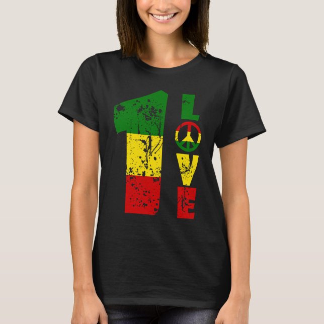 Camiseta One Love Jamaica Rasta Reggae Music Pri Caribe (Anverso)