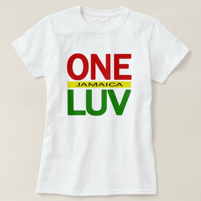 Camiseta One Love Jamaica Red Gold Green (Diseño del anverso)