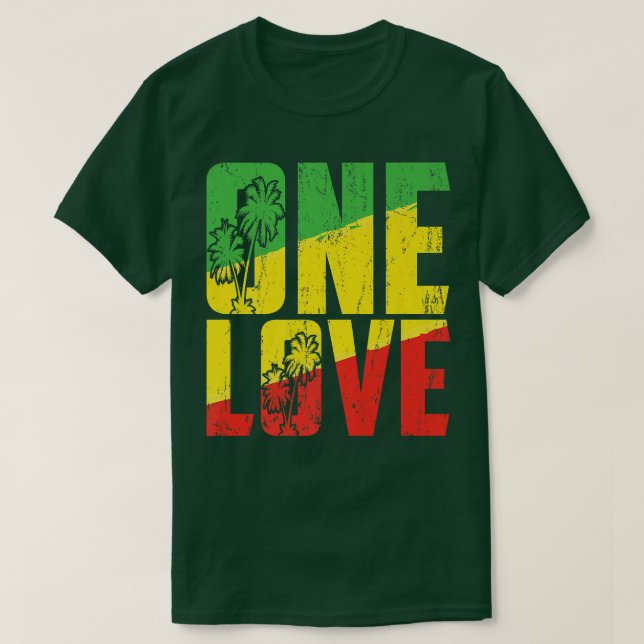 Camiseta One Love Jamaica T Shirt Rasta Reggae Music Caribb (Diseño del anverso)