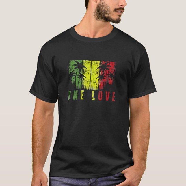 Camiseta One Love Palm Tree Reggae Music Rasta 1 (Anverso)
