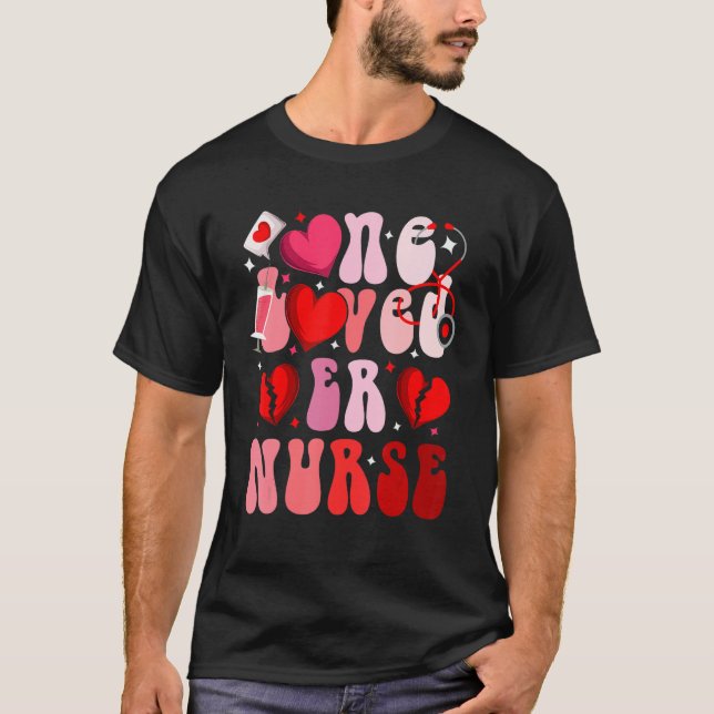 Camiseta One Loved ER Nurse Hearts Valentine's Nurse Emerge (Anverso)