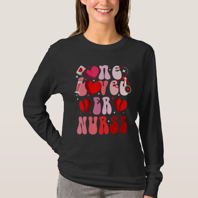 Camiseta One Loved ER Nurse Hearts Valentine's Nurse Emerge (Anverso)