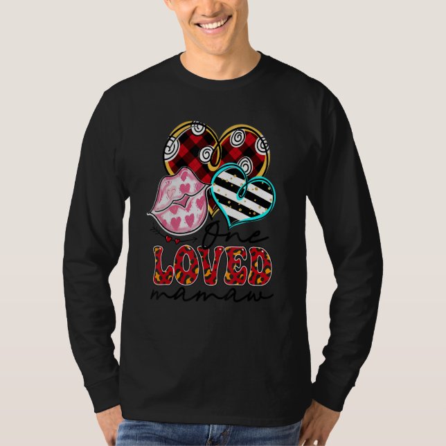 Camiseta One Loved Mamaw Kissing Red Plaid Heart Valentine' (Anverso)