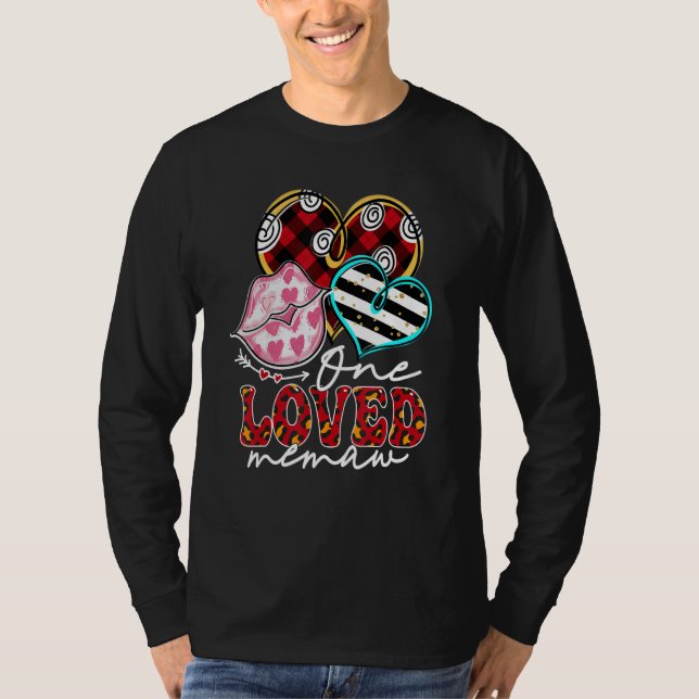 Camiseta One Loved Memaw Kissing Red Plaid Heart Valentine' (Anverso)