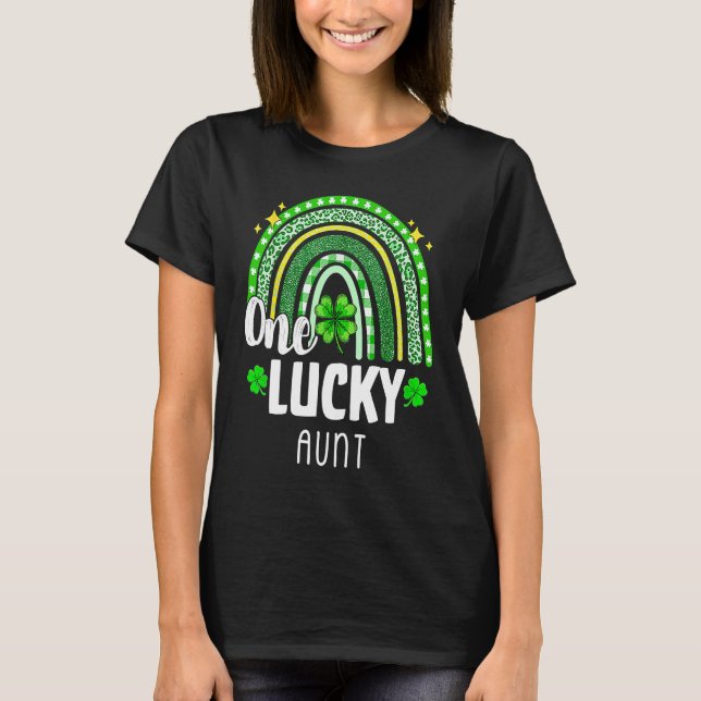Camiseta One Lucky Aunt Leopard Print Rainbow St Patricku20 (Anverso)