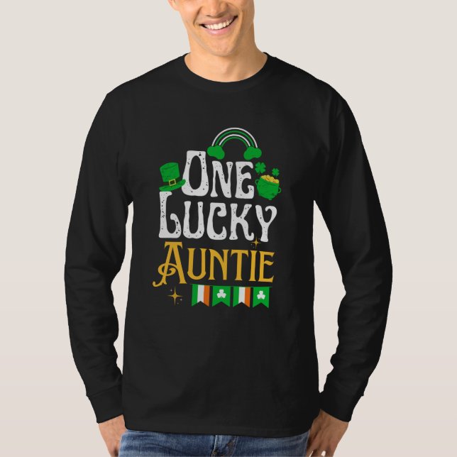 Camiseta One Lucky Auntie St Patricks Day Irish Shamrock (Anverso)