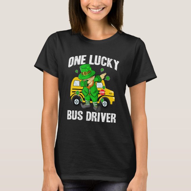 Camiseta One Lucky Bus Driver St Patricks Day Dabbing Lepre (Anverso)