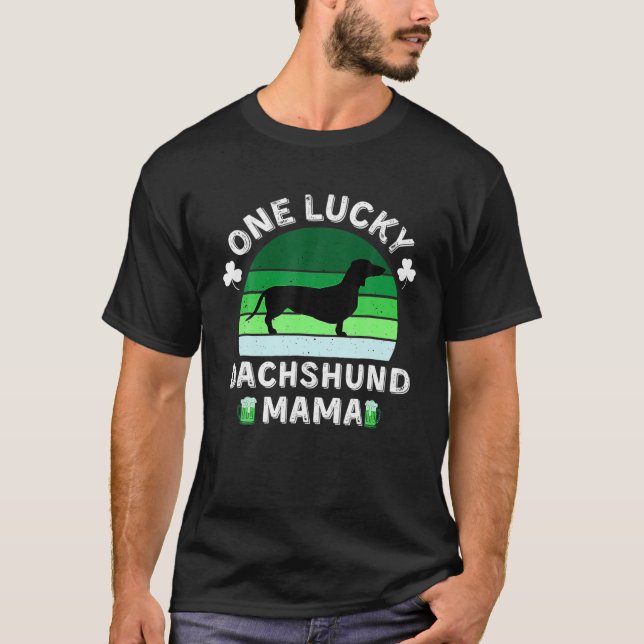 Camiseta One Lucky Dachshund Mama Funny St Patrick's (Anverso)